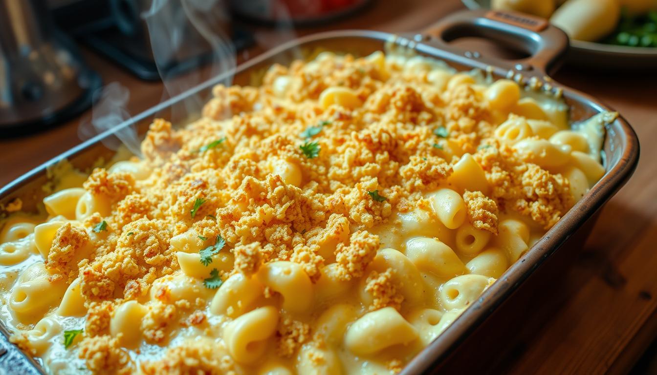 baked mac and cheese with breadcrumb topping