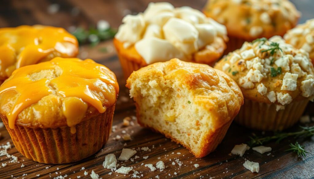 cheddar cheese muffins, cream cheese muffins, feta cheese muffins, savory muffin recipes