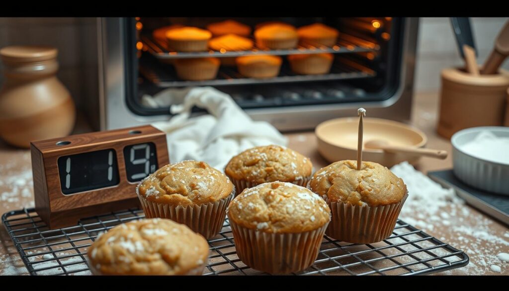 muffin baking time and testing muffins for doneness