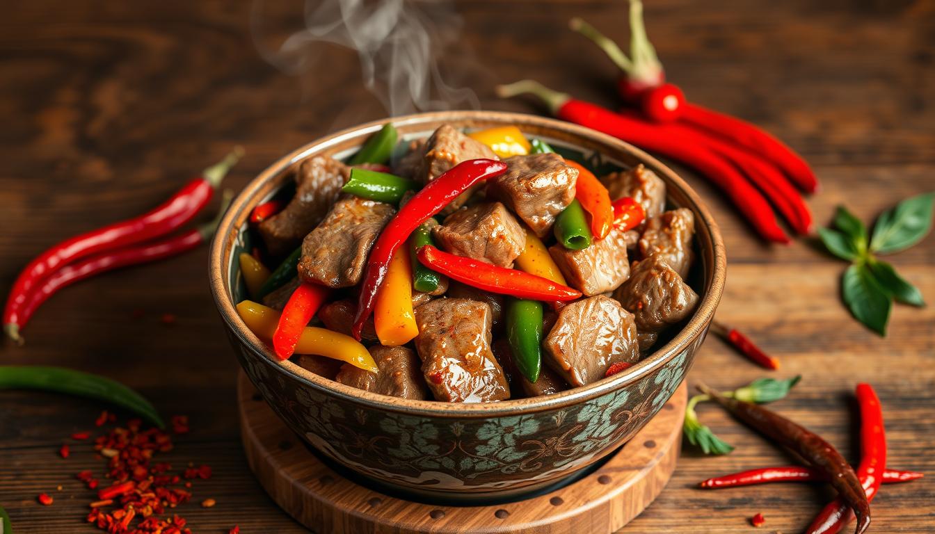 spicy sichuan beef stir fry